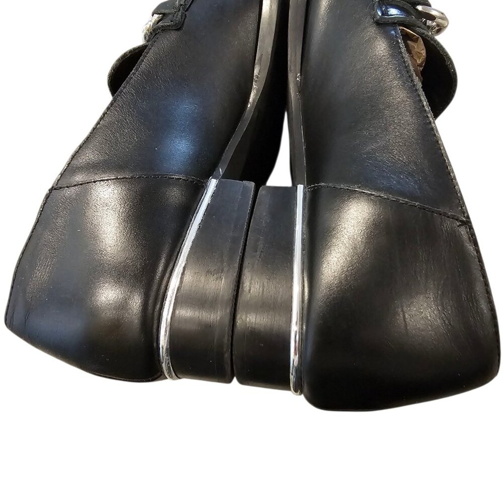 Rag & Co Pola Chain Bit Black Loafers Leather Shoes Womens Size 9 Office Sleek - Picture 9 of 13